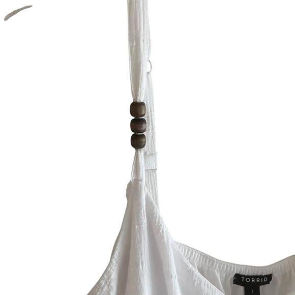 Torrid Midi Gauzy Lined Sun Dress Pockets White Beachy Cottagecore Ruffle 1X - Picture 6 of 12